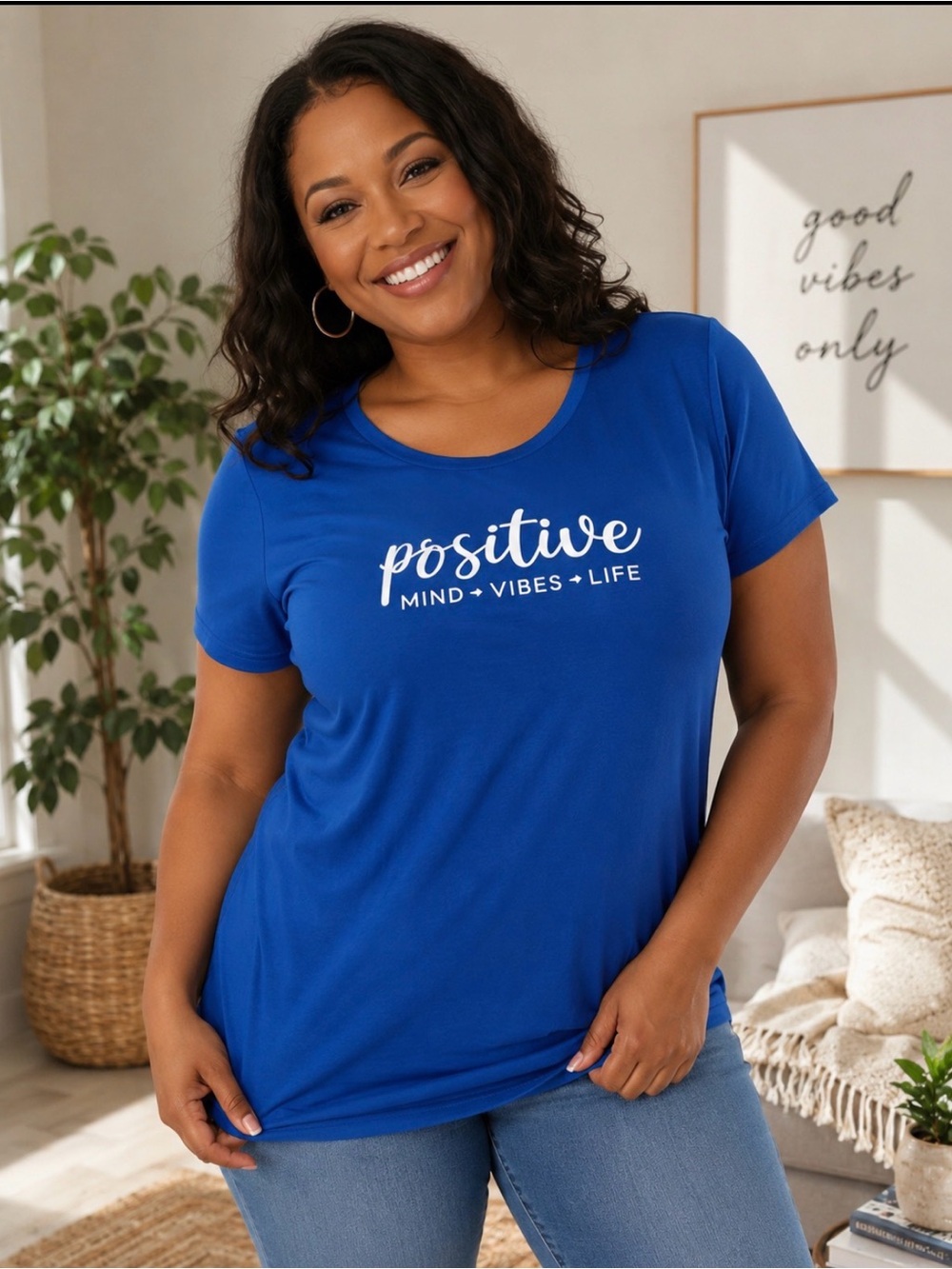 Positive Graphic Short Sleeve Tee in Royal Blue